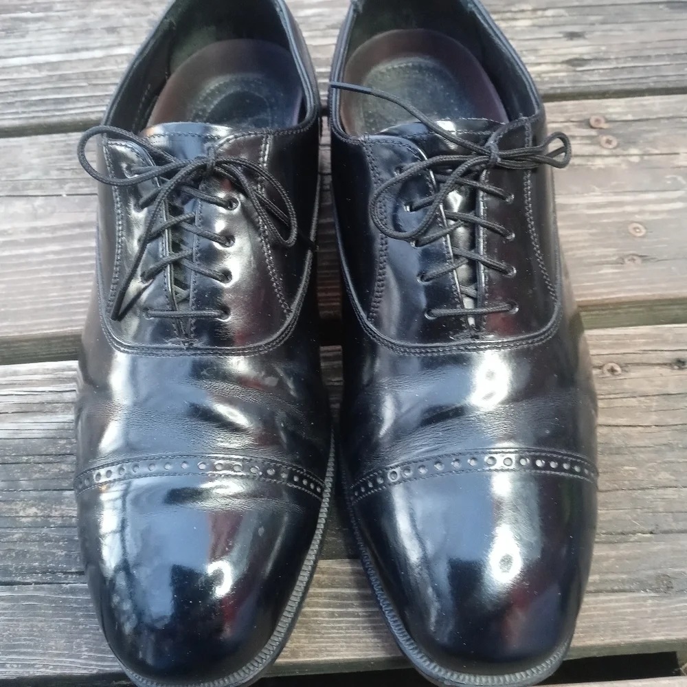 Florsheim Mens Oxford Black Leather Cap Toe Lace Up Shoes Size 10.5 3E. 255pem